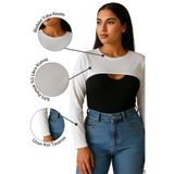 mirach 2’li Paket Sıfır Yaka Beyaz Boyunluklu Kolluk Modeli Uzun Kollu Tesettür İçlik Likralı Penye Pamuk Esnek