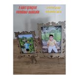 Miracix Ahşap Fotoğraf Çerçevesi 13x18 cm ve 15x21 cm (Fotoğraf Dahil) Dekoratif, Masa Üstü Çerçeve Çok Renkli 13 x 18