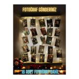 Miracix Kişiye Özel (fotoğraf Dahil) Mandallı Jüt Ipli 3 Mt Led Işıklı Masif Ahşap Çerçeve Ahşap 58 x 55