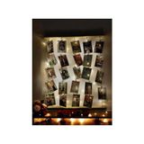 Miracix Mandallı Ipli Işıklı Fotoğraf Askısı, Ledli Anı Duvarı, Ahşap Fotoğraf Çerçevesi Ahşap 50 x 60 - -- - Option-1