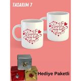 Miracix Sevgililer Gününe Kişiye Özel, Baskılı Kupa Bardak Resimli Tasarım - 2 Adet - Beyaz