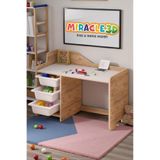 MİRACLE 3D Çocuk Oyun Aktivite Masası 90x45 Cm 3 Sepetli Çocuk Çalışma Masası beyaz sepetli (SANDALYE YOKTUR)