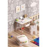 Miracle 3D Çocuk Oyun Etkinlik Çalışma Masası ve Sandalye, Aktivite Masası,yaz-Sil Masa - Beyaz