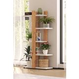 MİRACLE 3D Dekoratif 5 Raflı Çiçeklik Saksı Standı Saksılık Çam&Beyaz