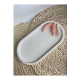 Miracle Design Dekoratif Beton Tepsi Organizer, Sunumluk Mat Beyaz