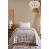 Miracolo Home Bej Müslin 4 Katlı Yatak Örtüsü Pike Tek Kişilik Pamuklu Pike 170x207