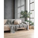 Miracolo Home Pamuklu Dekoratif Koltuk Kanepe Çekyat Örtüsü 170X230 Boyutlu Optimal Kaymaz Tasarım-Antrasit - 170 x 230 cm