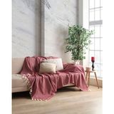 Miracolo Home Pamuklu Dekoratif Koltuk Kanepe Çekyat Örtüsü 170X230 Boyutlu Optimal Kaymaz Tasarım-Bordo - 170 x 230 cm
