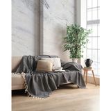 Miracolo Home Pamuklu Dekoratif Koltuk Kanepe Çekyat Örtüsü 170X230 Boyutlu Optimal Kaymaz Tasarım-Siyah - 170 x 230 cm