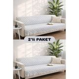 Miracolo Home Pamuklu Koltuk Örtüsü Şalı Kaymaz Dokulu Çok Amaçlı Kanepe Çekyat Örtüsü 170X200 cm 2'li Paket - 170 x 200 cm - Açık Gri