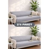 Miracolo Home Pamuklu Koltuk Örtüsü Şalı Kaymaz Dokulu Çok Amaçlı Kanepe Çekyat Örtüsü 170X200 cm 2'li Paket - 170 x 200 cm - Antrasit