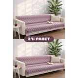 Miracolo Home Pamuklu Koltuk Örtüsü Şalı Kaymaz Dokulu Çok Amaçlı Kanepe Çekyat Örtüsü 170X200 cm 2'li Paket - 170 x 200 cm - Bordo
