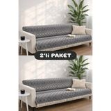 Miracolo Home Pamuklu Koltuk Örtüsü Şalı Kaymaz Dokulu Çok Amaçlı Kanepe Çekyat Örtüsü 170X200 cm 2'li Paket - 170 x 200 cm - Siyah