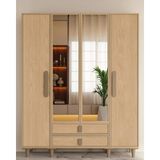Miracool 4 Kapaklı Gardırop / Dolap / Komple Mdf / Fonksiyonel / Raf-Askılık ve Çekmeceli
