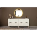 Miracool Menekşe Konsol & LED Işıklı Ayna Dahil / Çok Amaçlı Dolap / Komple Mdf - 160 x 80 - Menekşe Moru