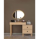 Miracool Meşe Aynalı Şifonyer / Makyaj Masası / LED Işıklı Ayna Dahil / Komple Mdf