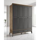 Miracool Panjur Fix 4 Kapılı Dolap / %100MDF / Çam-Antrasit