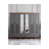 Miracool Panjur Fix 6 Kapılı Dolap / %100MDF / Çam-Antrasit