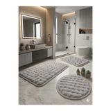 MIRAEDN HOME Banyo Paspas Seti Özel Tasarım Hasır Detaylı Özel Kesim Modern Tasarım 3 Lü Klozet Takımı