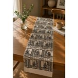 Mirage Premium Dokuma Nakış İşlemeli Bej-Siyah Runner 40x140 cm