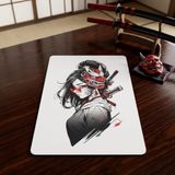 MİRAİ Japon Samuray Kız Baskılı Mouse Pad, Beyaz, Kauçuk, 28x40 Cm, Kaymaz Taban Mousepad 28×40 cm - Bireysel ve Kurumsal Siparişe Uygun