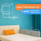 MİRALAY Yeni Nesil Yatak Bariyeri 50 x 30 cm Gri ( 3 Adet)