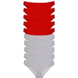MiraLive 10 Adet Süper Eko Set Likralı Kadın Slip Külot Kırmızı Gri - XL - Renkli