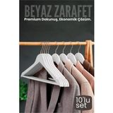 MiraLive 10'lu Lüks Beyaz Elbise Ceket Askısı - Ergonomik & Kaymaz Plastik Askı Seti - Ahşap Görünümlü - Renkli - standart