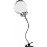 MiraLive 2.5 x 130 mm 5X24 mm LED Aydınlatmalı Büyüteç Masa Üstü Metal Hortum Mandallı MG15124-C - Renkli