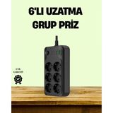 MiraLive 2500W Güçlü 6’lı Priz USB ve Type-C Çıkışlı Termal Korumalı