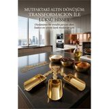 MiraLive 3'lü Lüks Gold Zamak Ölçü ve Baharat Kaşığı Seti - Özel Tasarım 721956 - Renkli