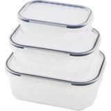 MiraLive 3pcs Sızdırmaz Saklama Kabı Seti Şeffaf Kap Buğulu Contalı Kapak 500 1000 1700ML - Renkli
