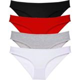 MiraLive 4 Adet Süper Eko Set Likralı Kadın Slip Külot Siyah Kırmızı Gri Beyaz - XL - Renkli
