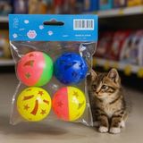 MiraLive 4'lü Çıngıraklı Top Kedi Oyuncağı - Renkli - standart