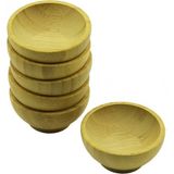MiraLive 6 Adet Mini Ahşap Bambu Lokumluk - Çerezlik Kase Derinlik: 1.5cm - Çap: 6.2cm (4887) - Renkli