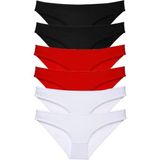 MiraLive 6 Adet Süper Eko Set Likralı Kadın Slip Külot Siyah Kırmızı Beyaz - XL - Renkli