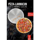 MiraLive 6 Lı Paslanmaz Çelik Pizza-Lahmacun Tepsisi – Delikli Tasarım ile Mükemmel Pişirme 32 cm 722228 - Renkli