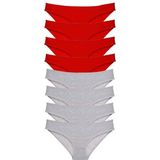 MiraLive 8 Adet Süper Eko Set Likralı Kadın Slip Külot Kırmızı Gri - XL - Renkli