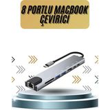 MiraLive 8 Portlu Macbook Çevirici Type C Hub Sd Tf USB Çoğaltıcı Ethernet