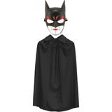 MiraLive Batman Maskesi Cat Woman ve Batman Pelerini 90 cm Siyah Renk Set (K95) - standart