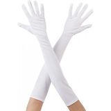MiraLive Beyaz Renk Dirseğe Kadar Uzun Kumaş Eldiven 40 cm (K95)
