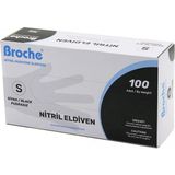 MiraLive Broch S Beden Siyah Pudrasız Nitril Muayene Eldiveni 100LÜ (K95)