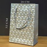 MiraLive Büyük Boy Gümüş ve Gold Desenli Karton Çanta - Renkli - standart