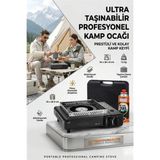 MiraLive Çantalı Siyah Portatif Kamp Ocağı + 1 x Kartuş Piknik Ocağı Otomatik Ateşlemeli 723182 - Renkli - standart