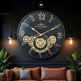 MiraLive Çarklı Duvar Saati Altın Rengi Detaylı 59 cm - Renkli - standart