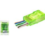 MiraLive Cat6 Ez RJ45 Konnektör - 100 Adet Yeşil / Ekonomik Poşet Paket ND2409