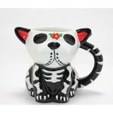 MiraLive Day Of The Dead Köpek Figürlü 3D Kabartmalı Porselen Kupa ALK4896 - Renkli