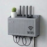 MiraLive Duvar Tipi Wi-Fi Modem Saklama Kutusu(Gri) – Kablo Düzenleyici Router Raf Organizer (4887)