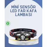 MiraLive El Sensörlü LED Far Suya Dayanıklı Şarjlı Kafa Lambası - Renkli - standart