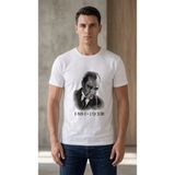 MiraLive Erkek Atatürk Baskılı Tişört Kısa Kollu Bisiklet Yaka T-Shirt - Beyaz - XL